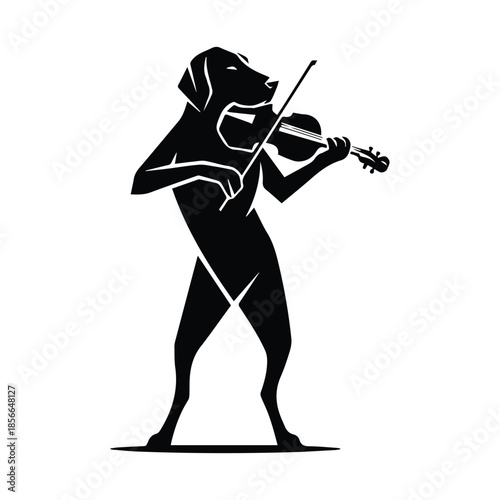 Dog playing violin Vector, illustration