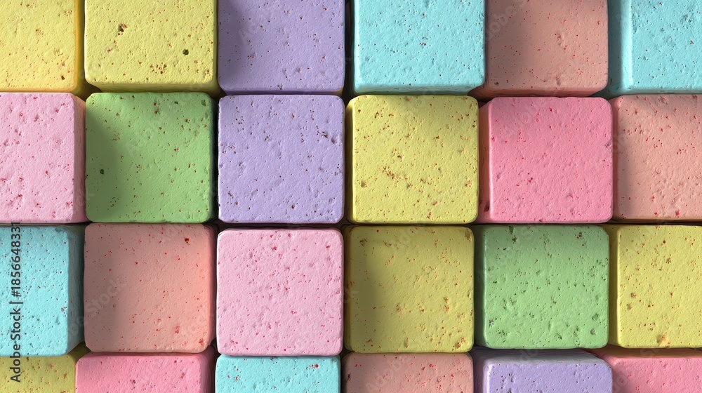 Fototapeta premium Colorful Pastel Blocks Creating a Seamless Textured Grid Background