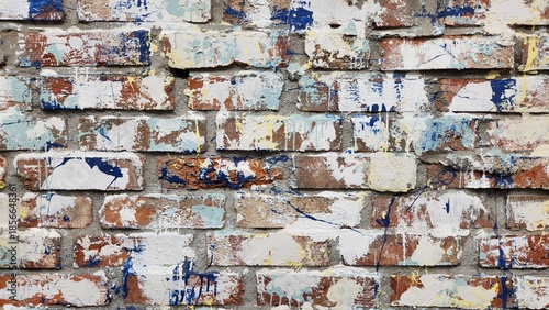 Brick wall, art wall, abstract paint pattern wall, paint on brick, simple abstract paint pattern, brick texture