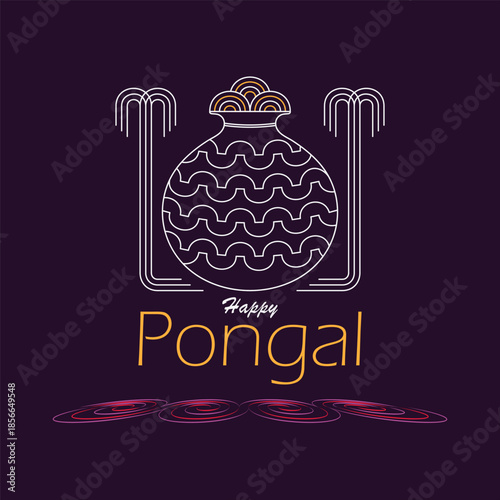 vector design of Happy Pongal Holiday Harvest Festival of Tamil Nadu South India greeting background. 