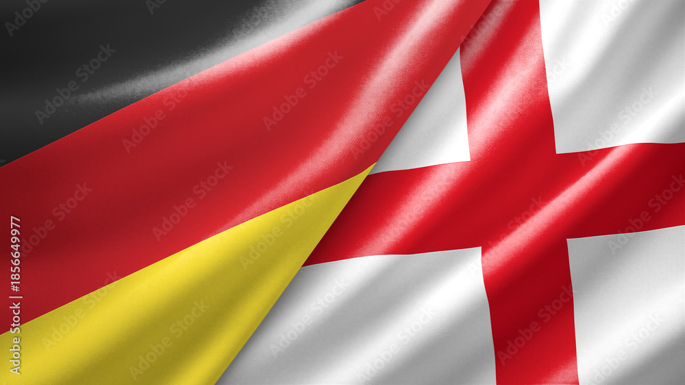 Fototapeta premium Germany and England two national flags filling the entire frame, close-up view, edge-to-edge composition