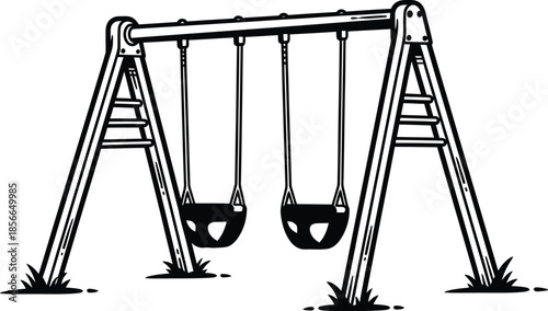 Empty Playground Swings Vector