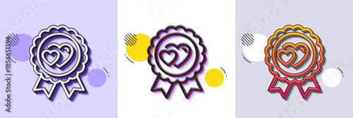 Love award line icon. Halftone dotted pattern. Gradient icon with grain shadow. Valentine day medal sign. Couple relationships symbol. Line love award icon. Various designs. Vector