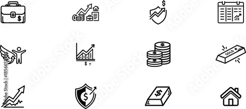 Collection of business and finance icons