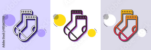 Socks line icon. Halftone dotted pattern. Gradient icon with grain shadow. Underwear clothing sign. Feet accessory symbol. Line socks icon. Various designs. Vector