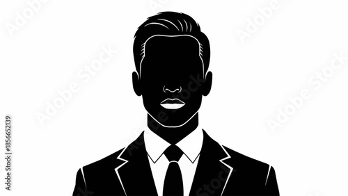 Silhouette of a man in a suit and tie.