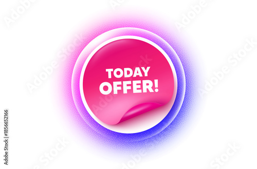 Today offer sticker purple gradient. Paper offer price tag. Today offer tag. Special sale price sign. Advertising discounts symbol. Sticker label. Grain dots effect. Vector