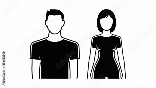 Silhouette of a man and woman in black t-shirts.