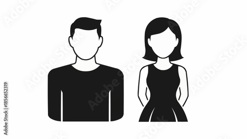 Silhouette of a man and woman facing forward.