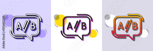 Ab testing line icon. Halftone dotted pattern. Gradient icon with grain shadow. Ui test chat bubble sign. Line ab testing icon. Various designs. Vector