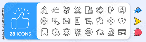 Cloud network, Phone calendar and Loan house line icons. Interest rate, AI generate, Inflation icons. Pack of Like, Seo targeting, No burger icon. Timer, Atm service, Chemistry lab pictogram. Vector