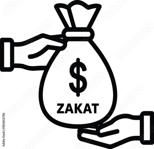 Zakat donation money bag illustration