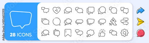 Speech bubbles line icons. Interest rate, AI generate, Inflation icons. Social media message, comic bubbles and chat. Think sticker, Comment speech and talk bubble icons. Vector