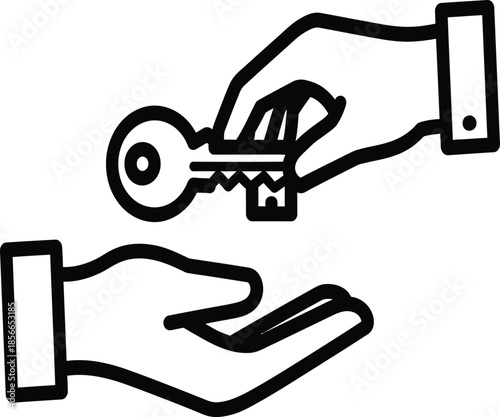 Hand holding and receiving a key