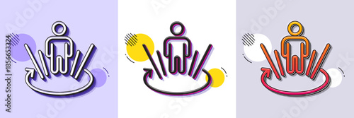 Augmented reality line icon. Halftone dotted pattern. Gradient icon with grain shadow. VR simulation sign. 3d person symbol. Line augmented reality icon. Various designs. Vector