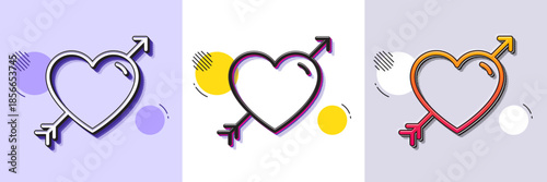 Love line icon. Halftone dotted pattern. Gradient icon with grain shadow. Valentine heart sign. Couple relationships symbol. Line love icon. Various designs. Vector