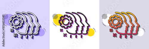 Employees teamwork line icon. Halftone dotted pattern. Gradient icon with grain shadow. Collaboration sign. Development partners symbol. Line employees teamwork icon. Various designs. Vector