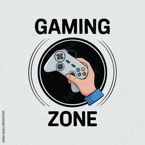 Gaming Zone Logo with Hand Holding Controller