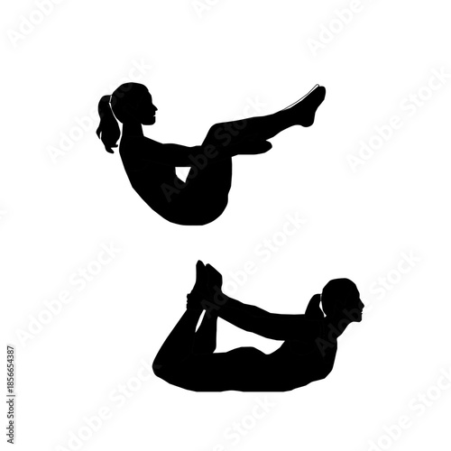 yoga silhouette. yoga pose. yoga asana. fitness silhouette. workout exercise. stretching body. meditation pose. female yoga. healthy lifestyle. wellness concept. balance posture. flexibility training.