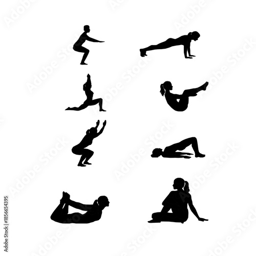 yoga silhouette. yoga pose. yoga asana. fitness silhouette. workout exercise. stretching body. meditation pose. female yoga. healthy lifestyle. wellness concept. balance posture. flexibility training.