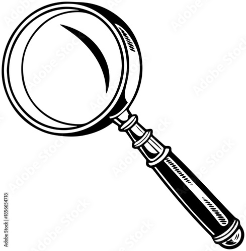 Vintage Magnifying Glass Illustration - Hand Drawn Vector Search and Discovery Icon