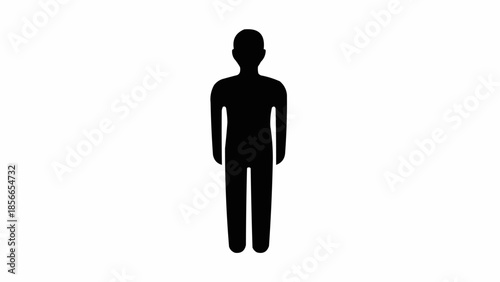 Silhouette of a standing person isolated on a white background.