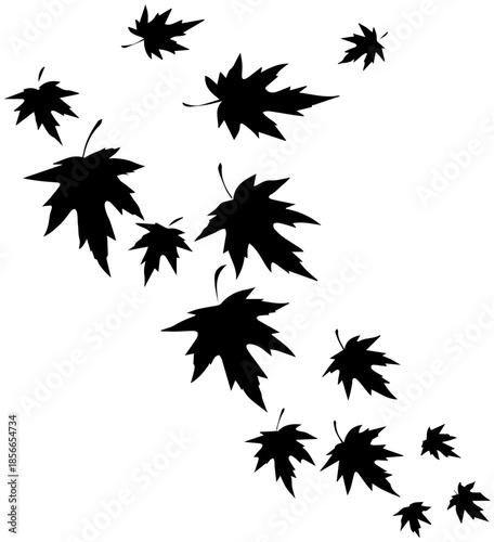 Falling Maple Leaves Silhouette Pattern