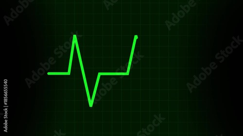 Cardiac Monitor Flatline Heartbeat Neon Line Animation, 4K Animation