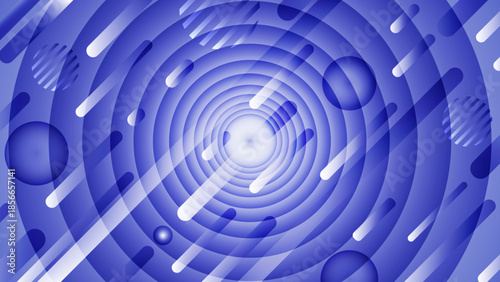 Elegant Blue Gradient Concept with Circular Geometric Layers and Glowing Core Elements Designed for Professional Business Presentations and Scientific Innovation Media Backgrounds