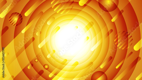  Abstract Orange Futuristic Background with Glowing Concentric Circles and Radiant White Light Center Featuring Dynamic Motion Shapes for Modern Tech Wallpapers and Digital Art Designs