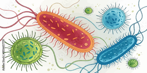 Brightly Colored Acidophile Microbes Under Magnification