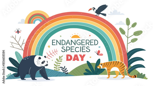 Colorful Endangered Species Day Vector Illustration