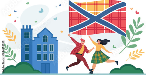 Colorful National Tartan Day Vector Illustration