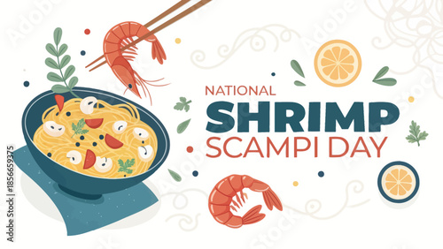 Colorful Shrimp Scampi Illustration with Vibrant Palette