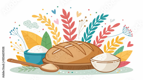 Colorful Sourdough Bread Illustration for National Sourdough Bread Day