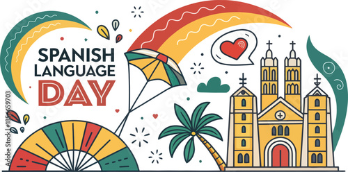 Colorful Spanish Language Day Vector Illustration