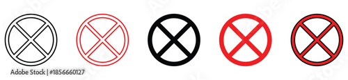 Red Prohibition and No Symbol Icons Vector Set