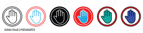 Hand Stop Symbol and Prohibition Icons Collection