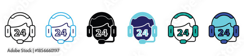 Support and Helpdesk Outline Vector Icons