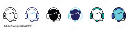 Support and Help Desk Vector Icons in Minimal Outline Style