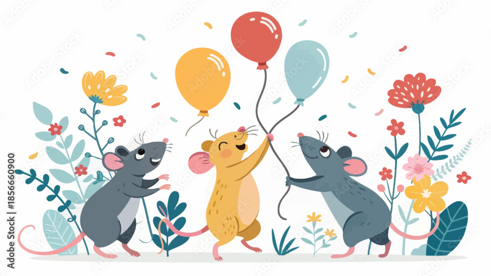 Fototapeta premium Colorful Vector Illustration of a Rat for World Rat Day