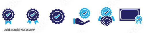 Product Quality Certificate Icons with Check Mark Symbols