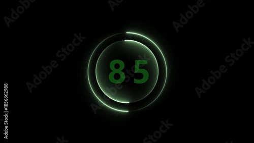 Green Neon Ring With Number 85 In Center On Black Background numeral digit