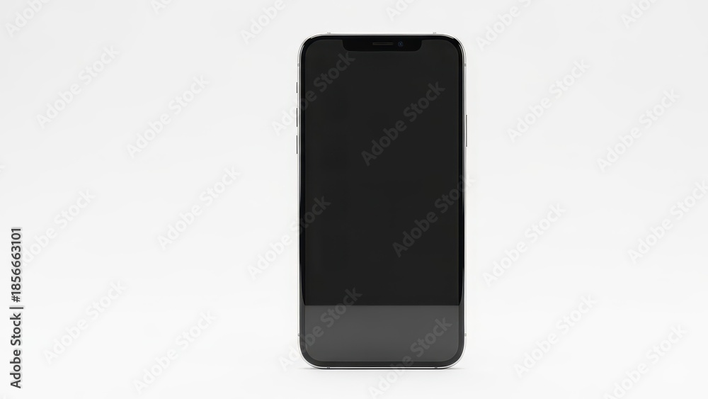Naklejka premium Black Smartphone Mockup with Blank Dark Screen