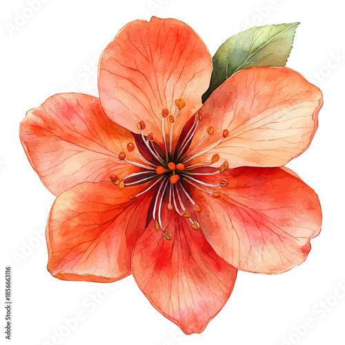 Honesty Flower, whimsical watercolor vector illustration with vibrant highlights and delicate strokes, isolated on a white background.
