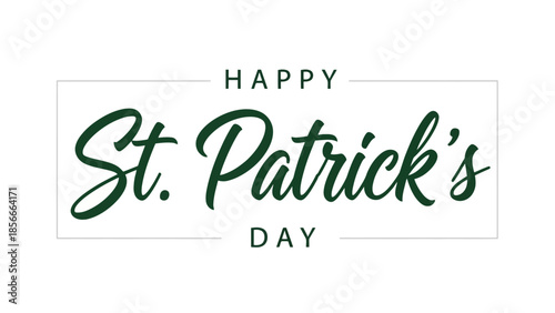 Happy St. Patrick's Day Greeting with Green Celtic Clover and Festive Typography