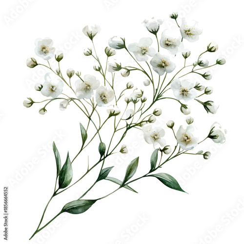 Photos Gypsophila Flower, whimsical watercolor vector illustration with vibrant highlights and delicate strokes, isolated on a white background