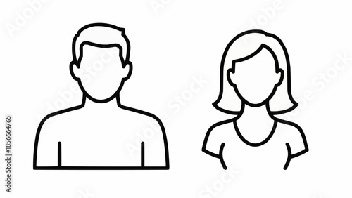 Simple Line Art Icons Representing Male and Female Silhouettes.
