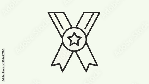 Simple Line Art Icon of a Star Medal Award.