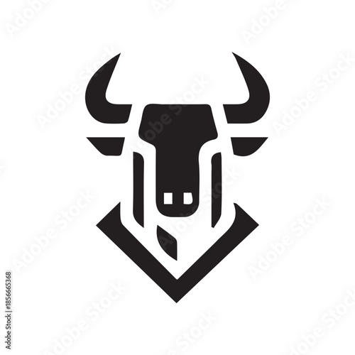 Abstract horned bull head with elegant geometric design